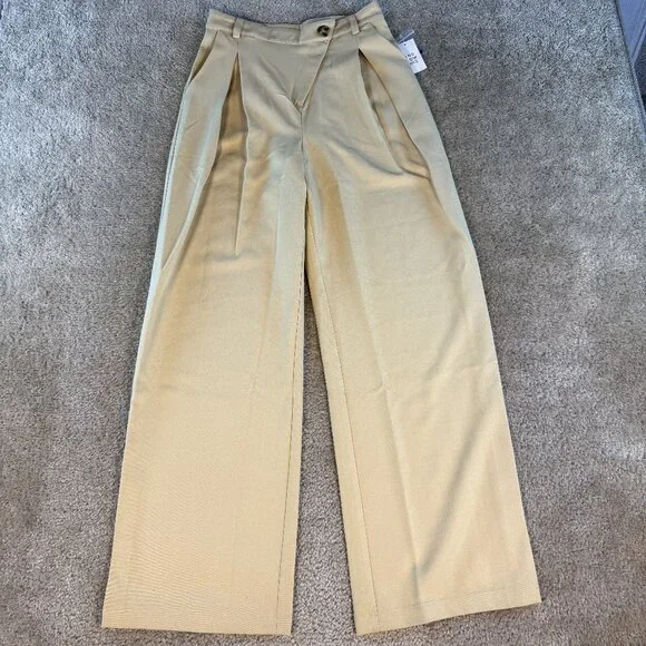 And Now This Womens Pants Size XS Tan Camel Wide Leg High Rise Stretch NWT F498 - Picture 1 of 13